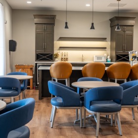 a dining area and a resident kitchen